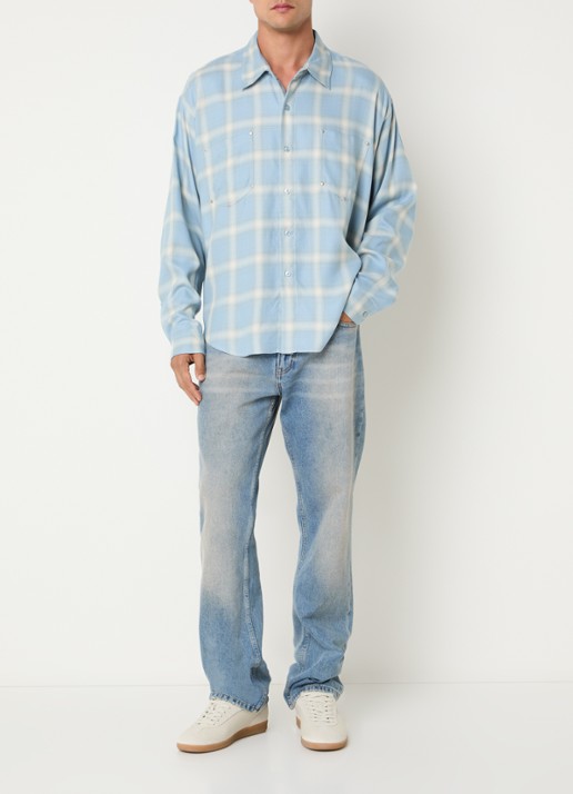 Cole Buxton Regular fit overhemd met ruitdessin - voorkant 2 blauw