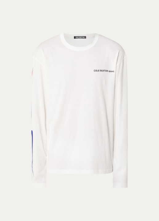 Cole Buxton Sport longsleeve met logo- en backprint - voorkant gebroken wit