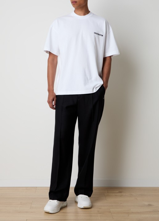 Cole Buxton Sportswear T-shirt met logo- en backprint - voorkant 3 wit