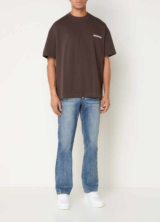 Cole Buxton Sportswear T-shirt met logo- en backprint - voorkant 4 bruin