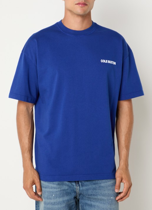 Cole Buxton Sportswear T-shirt met logo- en backprint - achterkant blauw