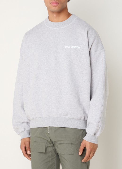 Cole Buxton Sweater met logo- en backprint - achterkant 3 lichtgrijs