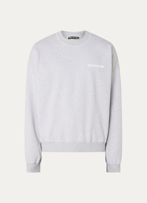 Cole Buxton Sweater met logo- en backprint - voorkant lichtgrijs