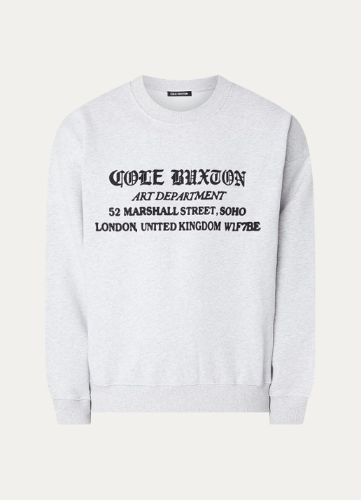 Cole Buxton Sweater met logoprint - voorkant lichtgrijs
