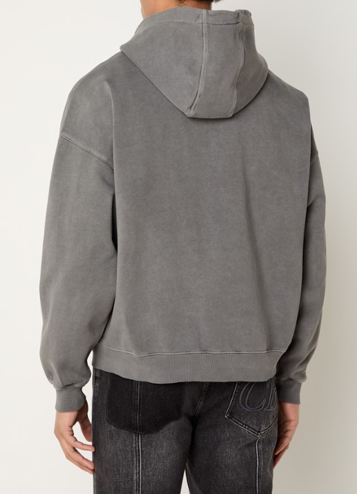 Cole Buxton Sweatvest met capuchon en steekzakken  - achterkant 3 middengrijs