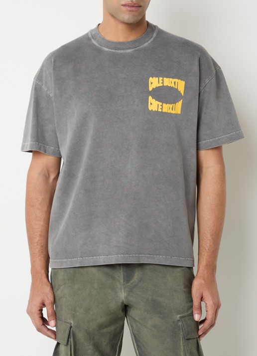 Cole Buxton T-shirt met logo- en backprint - achterkant grijs