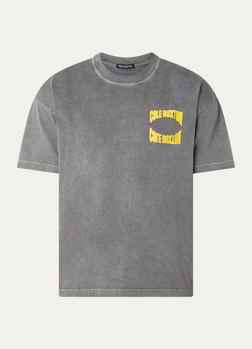 Cole Buxton T-shirt met logo- en backprint - voorkant 2 grijs
