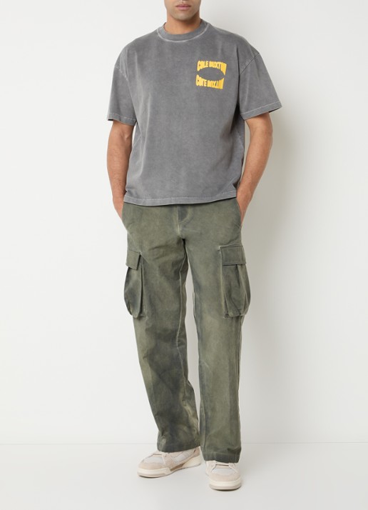 Cole Buxton T-shirt met logo- en backprint - voorkant 3 grijs
