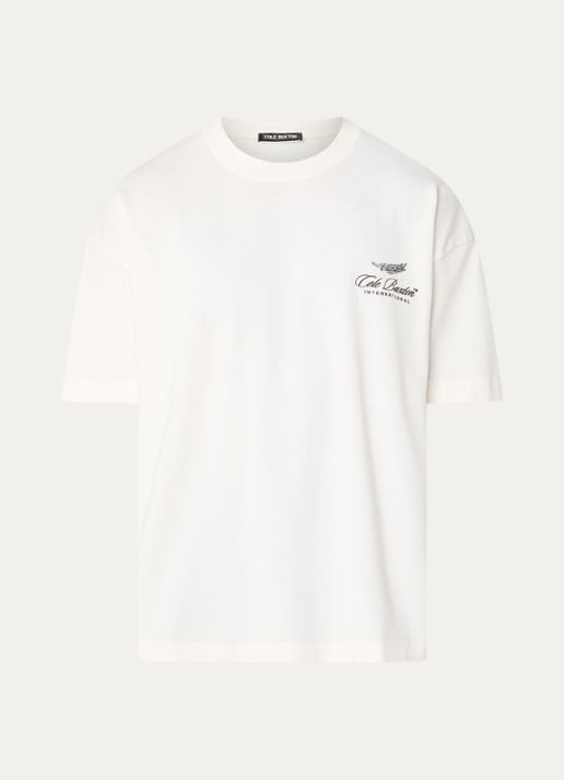 Cole Buxton T-shirt met logoborduring - voorkant wit