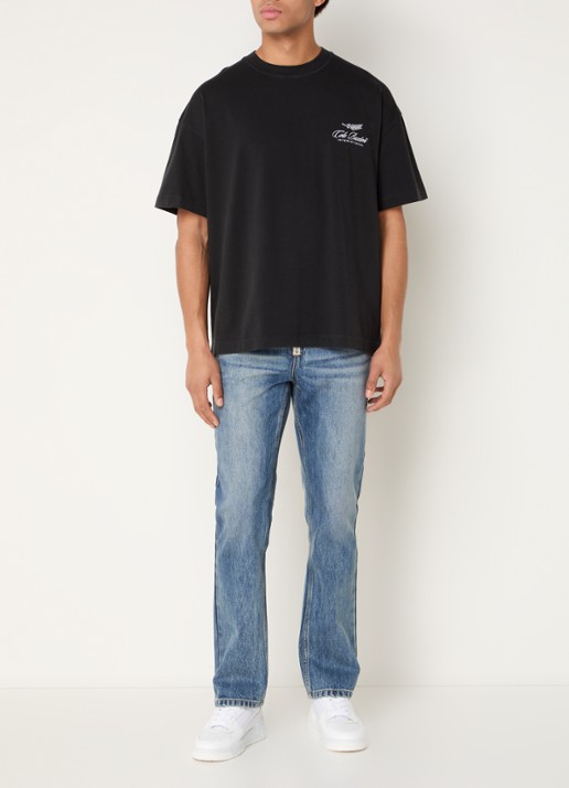 Cole Buxton T-shirt met logoborduring - voorkant 2 zwart