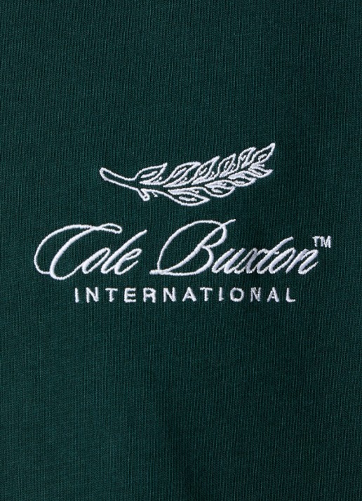Cole Buxton T-shirt met logoborduring - detail 3 donkergroen