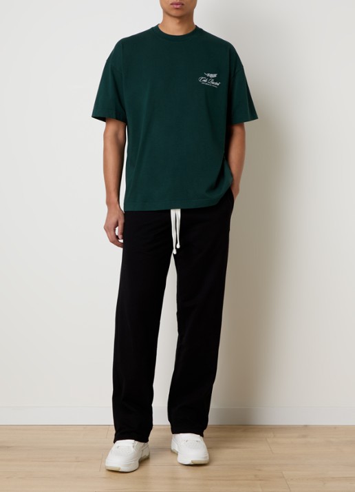 Cole Buxton T-shirt met logoborduring - voorkant 5 donkergroen