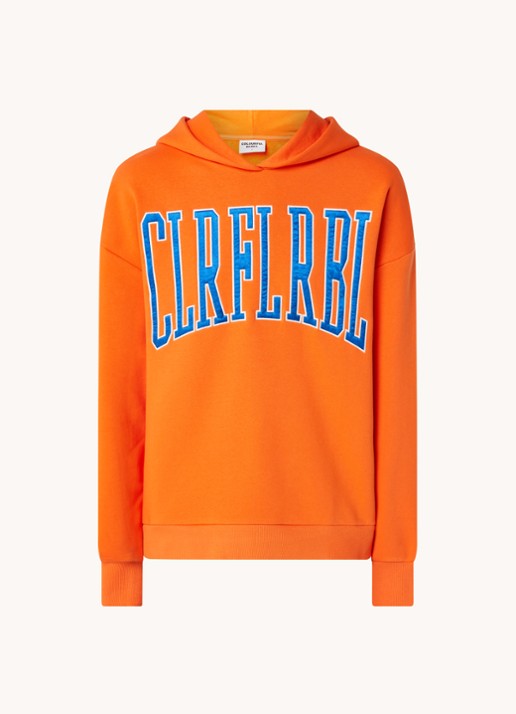 Colourful Rebel CLRFL RBL oversized hoodie in biologische katoenblend - voorkant 4 oranje