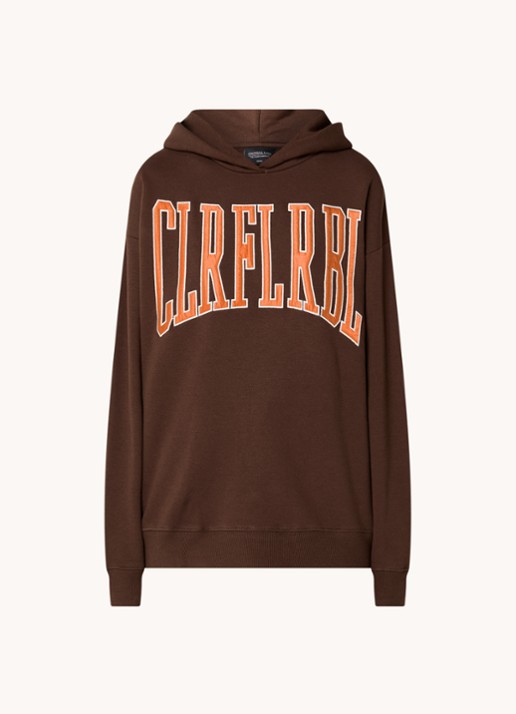 Colourful Rebel CLRFL RBL oversized hoodie in biologische katoenblend - voorkant 4 bruin