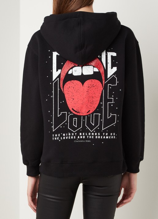 Colourful Rebel Cosmic Love hoodie met backprint - achterkant 3 zwart