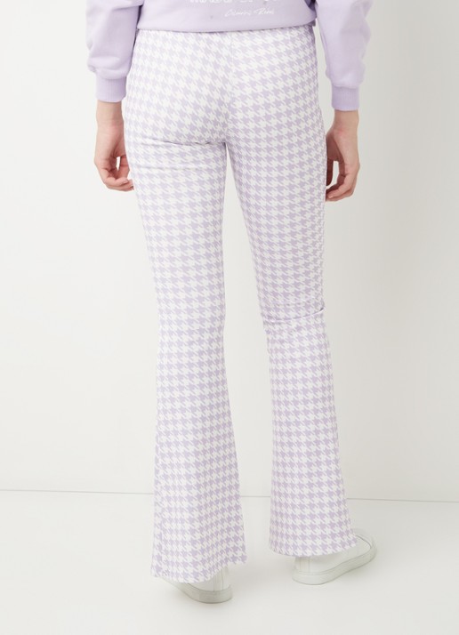 Colourful Rebel Darcy high waist flared fit legging met pied-de-poule dessin - achterkant 3 lila