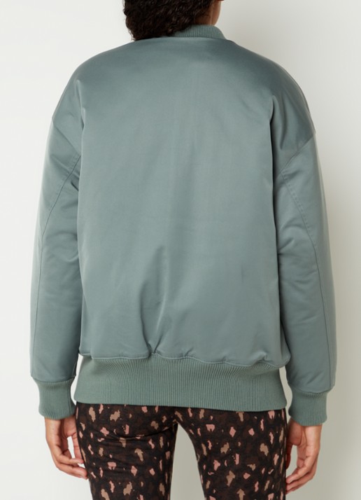 Colourful Rebel Fem oversized gewatteerd bomberjack met steekzakken - achterkant olijfgroen