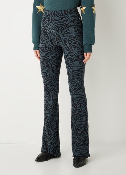 Colourful Rebel High waist flared fit legging met zebraprint - detail 3 donkergroen