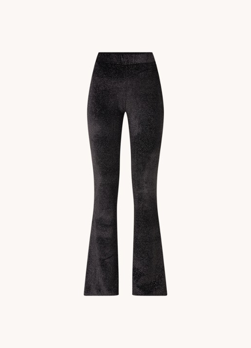 Colourful Rebel Jolie high waist flared fit broek van fluweel - voorkant 2 zwart