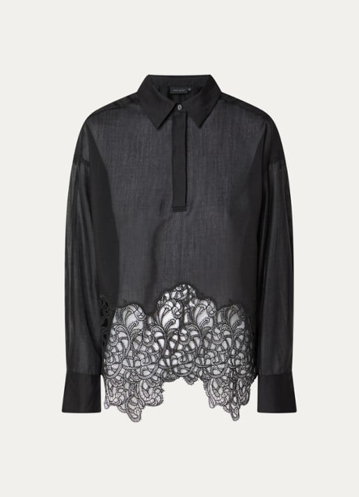 Copenhagen Muse CMDolly semi-transparante blouse met details van kant - voorkant 3 zwart