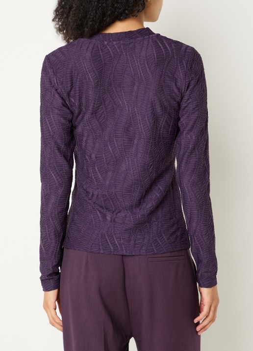 Copenhagen Muse CMJeri semi-transparante top met structuur - achterkant aubergine