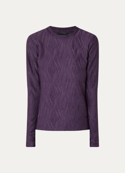 Copenhagen Muse CMJeri semi-transparante top met structuur - voorkant 2 aubergine