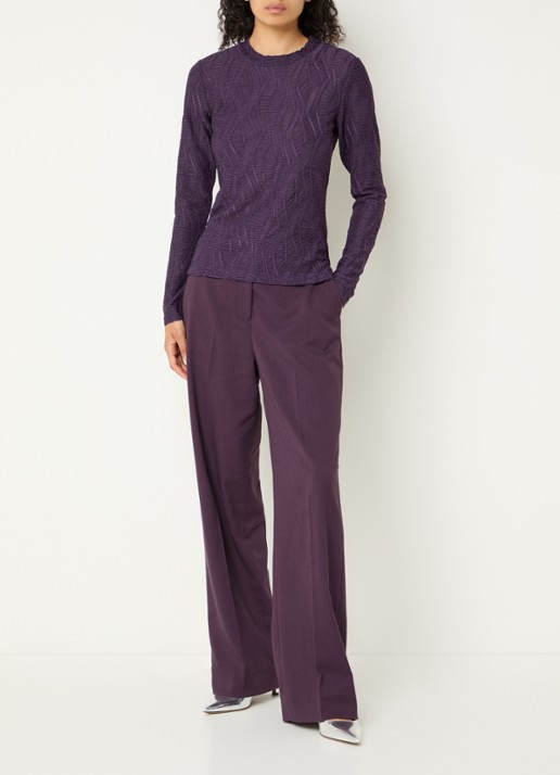 Copenhagen Muse CMJeri semi-transparante top met structuur - voorkant 3 aubergine