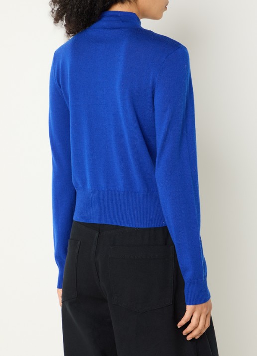 Copenhagen Muse CMKenna fijngebreid vest van wol met logo - achterkant 4 blauw