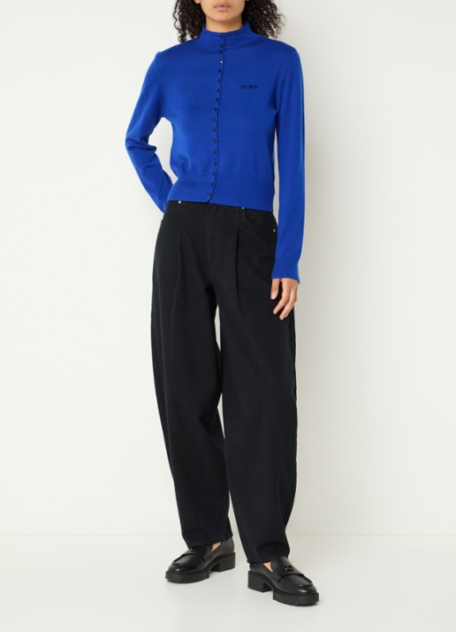 Copenhagen Muse CMKenna fijngebreid vest van wol met logo - voorkant 3 blauw