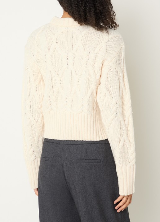 Copenhagen Muse CMMagle kabelgebreid vest in wolblend - achterkant creme