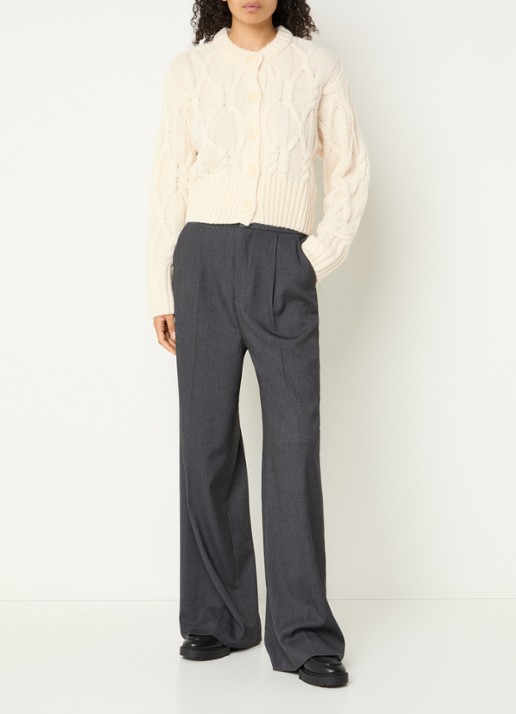 Copenhagen Muse CMMagle kabelgebreid vest in wolblend - voorkant 3 creme