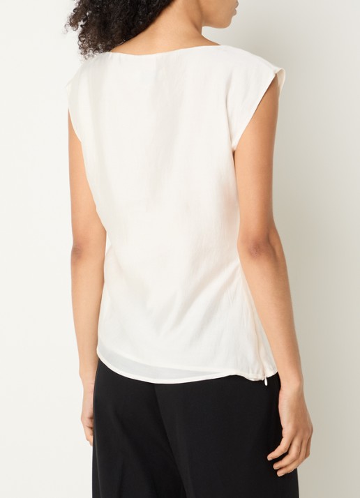 Copenhagen Muse CMMolly mouwloze tuniek met ruches en asymmetrische zoom - achterkant gebroken wit