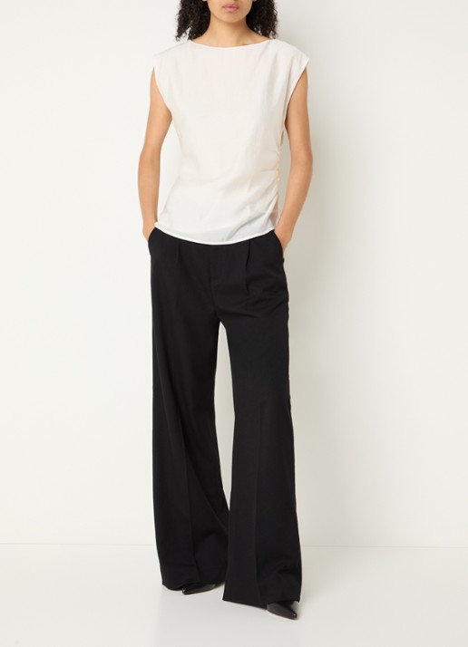 Copenhagen Muse CMMolly mouwloze tuniek met ruches en asymmetrische zoom - voorkant 4 gebroken wit