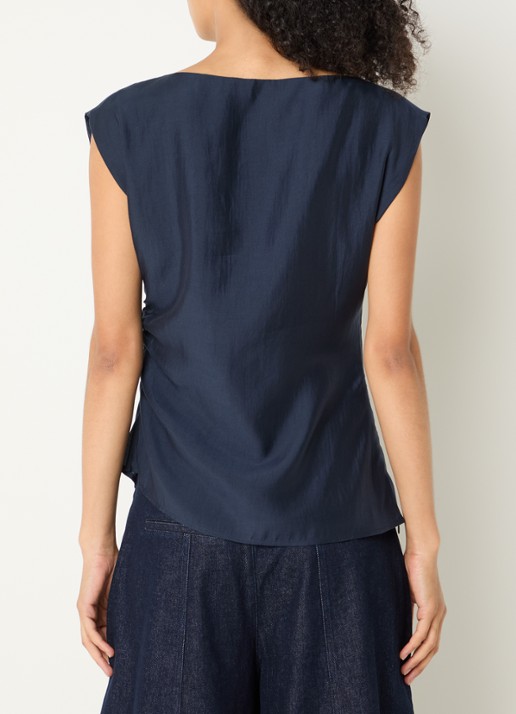 Copenhagen Muse CMMolly mouwloze tuniek met ruches en asymmetrische zoom - achterkant 4 donkerblauw