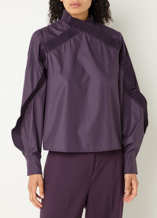 Copenhagen Muse CMPleat tuniek met volant - detail aubergine