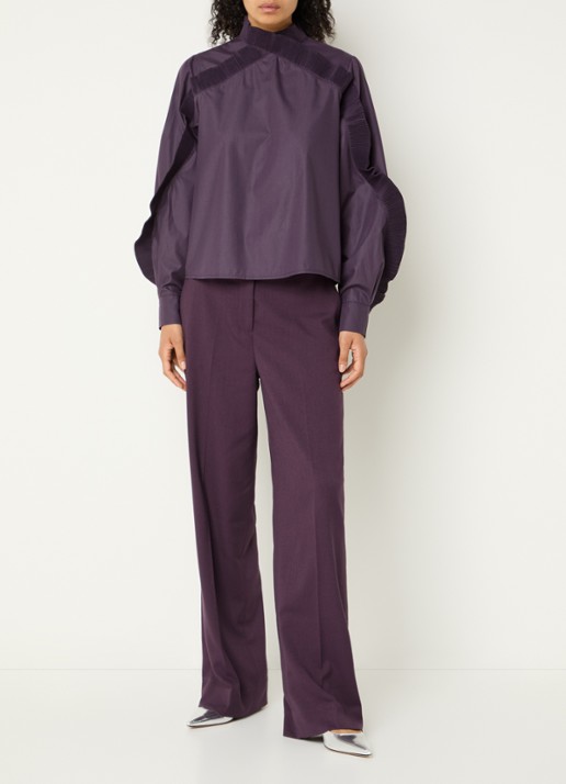 Copenhagen Muse CMPleat tuniek met volant - voorkant 4 aubergine