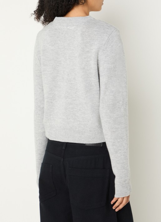 Copenhagen Muse CMSienna fijngebreide pullover van wol met ronde hals - achterkant 2 lichtgrijs