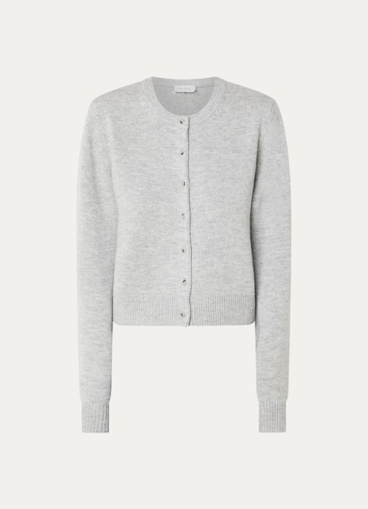 Copenhagen Muse CMSienna fijngebreide pullover van wol met ronde hals - voorkant 3 lichtgrijs