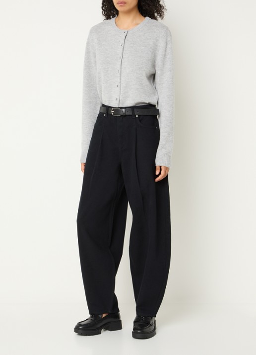 Copenhagen Muse CMSienna fijngebreide pullover van wol met ronde hals - voorkant 4 lichtgrijs