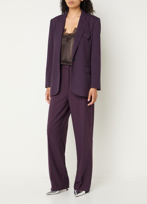 Copenhagen Muse CMTailor blazer met klepzakken en schoudervulling - voorkant 4 aubergine