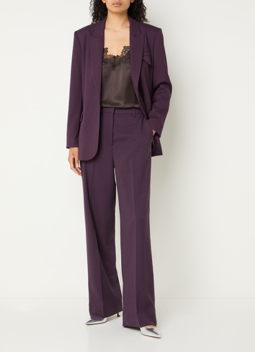 Copenhagen Muse CMTailor high waist straight fit pantalon met persplooi - voorkant 4 aubergine