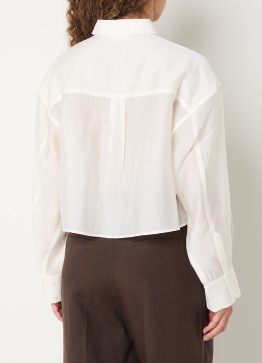 Copenhagen Muse Cropped blouse met details van kant - achterkant 4 gebroken wit