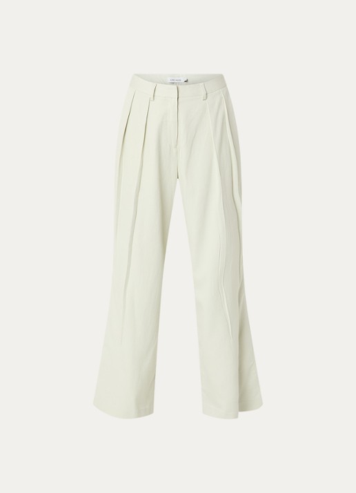 Copenhagen Muse High waist wide fit broek met steekzakken - voorkant 3 lindegroen