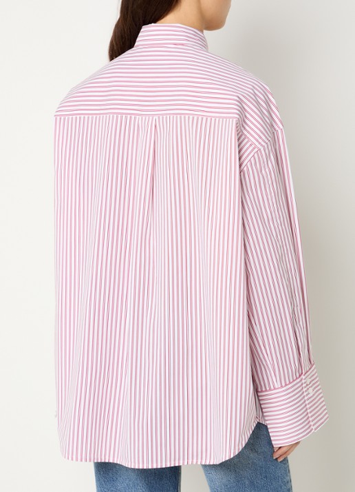 Copenhagen Muse Maryann oversized blouse met streepprint  - achterkant 4 wit