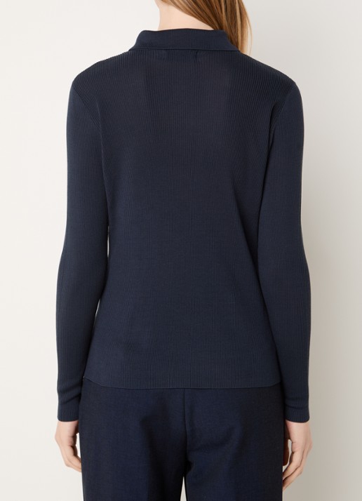 Copenhagen Muse Monnie ribgebreid vest met kraag - achterkant 4 donkerblauw