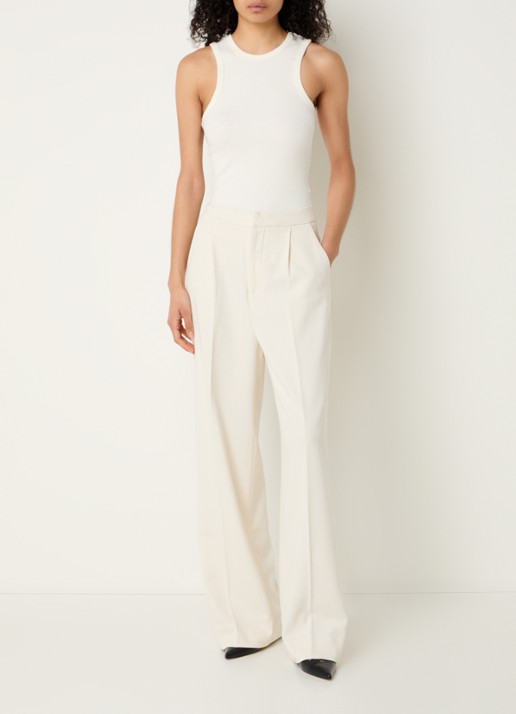 Copenhagen Muse Siv ribgebreide tanktop met backprint - voorkant 3 gebroken wit