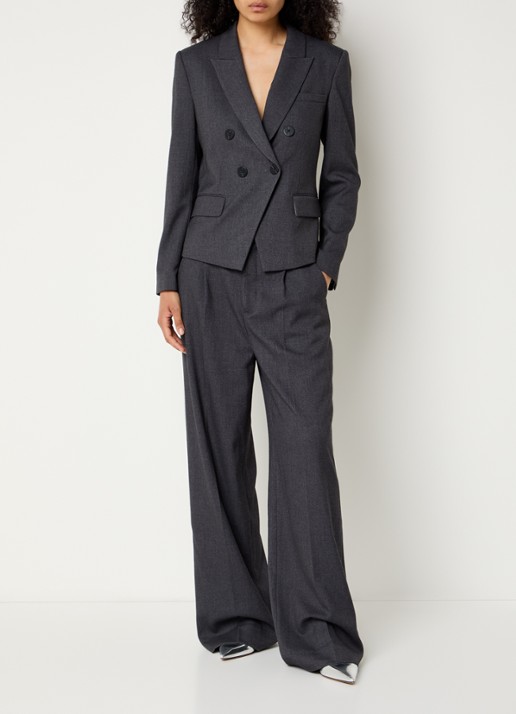 Copenhagen Muse Tailor high waist straight fit pantalon met stretch - voorkant 2 donkergrijs