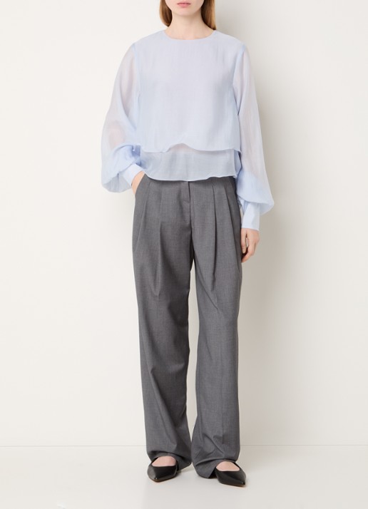 Copenhagen Muse Tilly semi-transparante tuniek  met volant - voorkant 4 lichtblauw