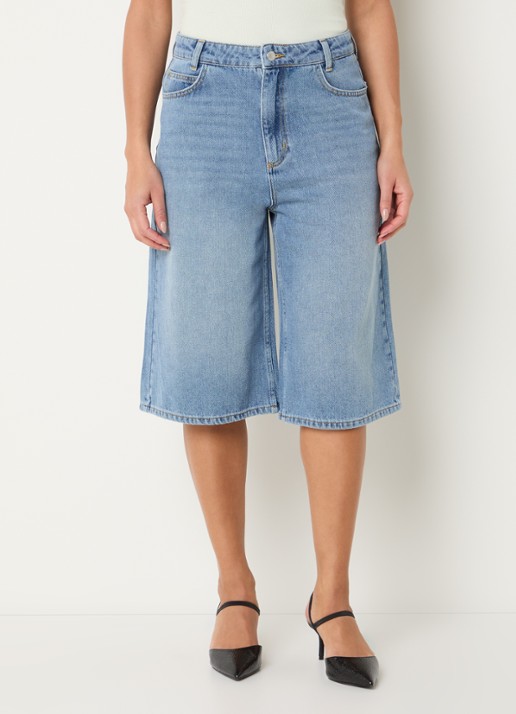 Copenhagen Muse Wide fit korte broek van denim met medium wassing