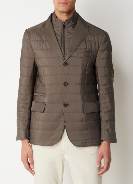 Corneliani Regen- en windjack met details van wol - detail 2 donkerbruin